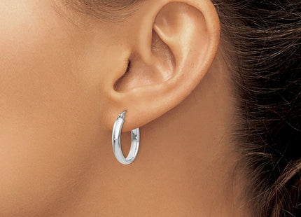 14k White Gold Polished Oval Tube Hoop Earrings (Style TF116)