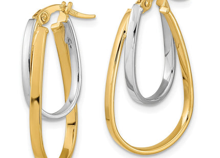 14k Two-tone Polished Double Oval Hoop Earrings (Style TF1188)