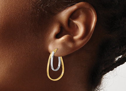 14k Two-tone Polished Double Oval Hoop Earrings (Style TF1188)