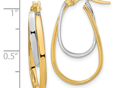 14k Two-tone Polished Double Oval Hoop Earrings (Style TF1188)