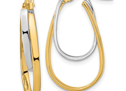 14k Two-tone Polished Double Oval Hoop Earrings (Style TF1188)