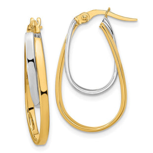 14k Two-tone Polished Double Oval Hoop Earrings (Style TF1188)