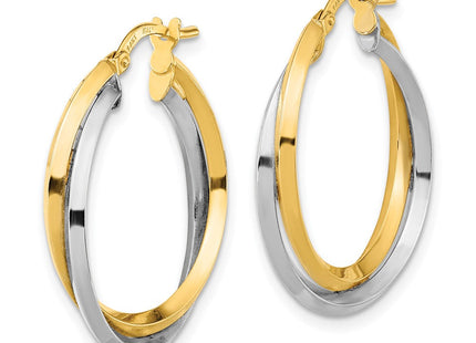 14k Two Tone Polished Double Hoops (Style TF1194)