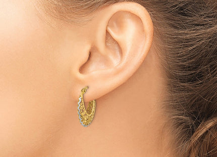 14k Yellow & Rhodium Earrings Style TF1247 - Classique Jewelry Inc.