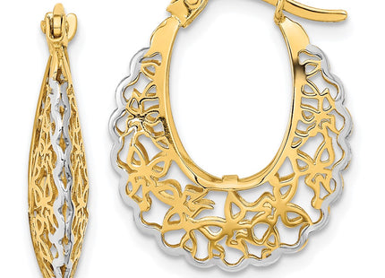 14k Yellow & Rhodium Earrings Style TF1247 - Classique Jewelry Inc.