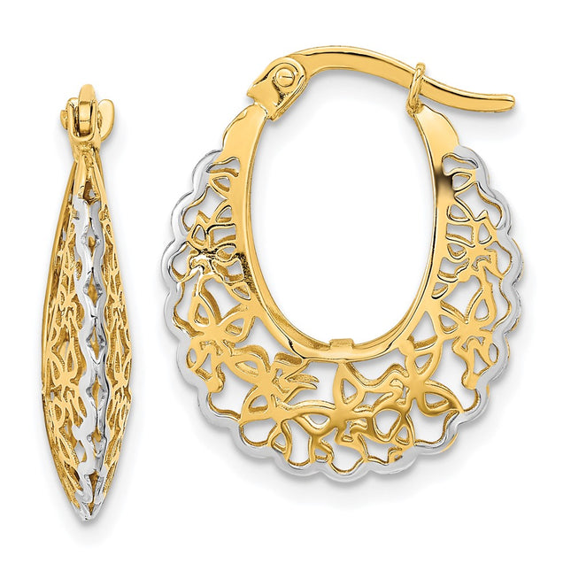 14k Yellow & Rhodium Earrings Style TF1247 - Classique Jewelry Inc.