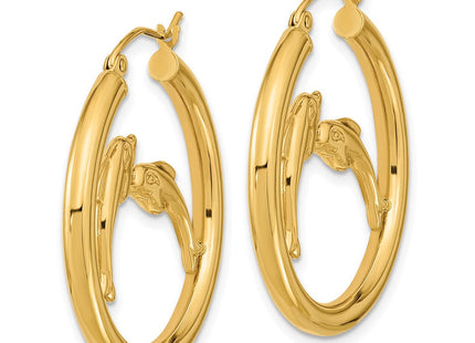 14K gold heart hoop earrings, alternate view