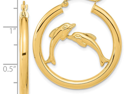 14K gold heart hoop earrings, further view