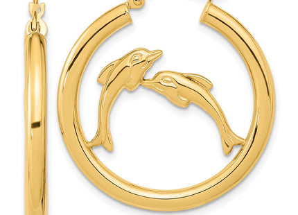14K gold heart hoop earrings