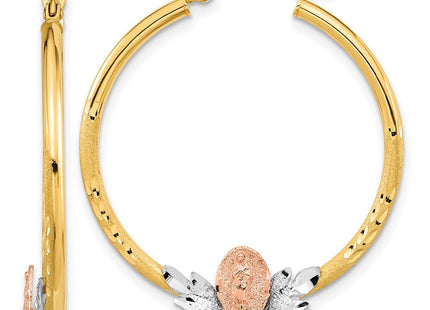 14K Tri-color Guadalupe Hoop Earrings (Style TF1270)