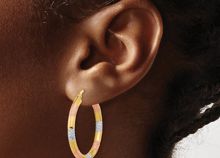 14k Yellow & Rhodium Earrings Style TF1285 - Classique Jewelry Inc.