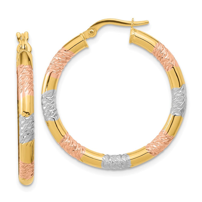 14k Yellow & Rhodium Earrings Style TF1285 - Classique Jewelry Inc.