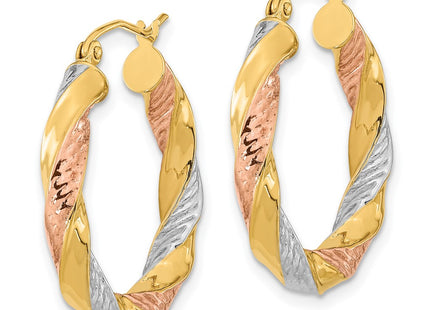 14k Yellow & Rhodium Earrings Style TF1298 - Classique Jewelry Inc.