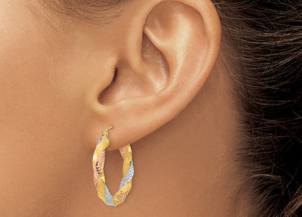 14k Yellow & Rhodium Earrings Style TF1298 - Classique Jewelry Inc.