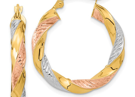 14k Yellow & Rhodium Earrings Style TF1298 - Classique Jewelry Inc.