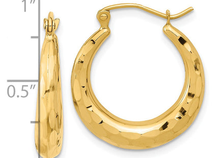 14K Polished Diamond-Cut Hoop Earrings (Style TF1300)