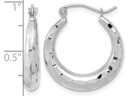 14K white gold hoop earrings, further view