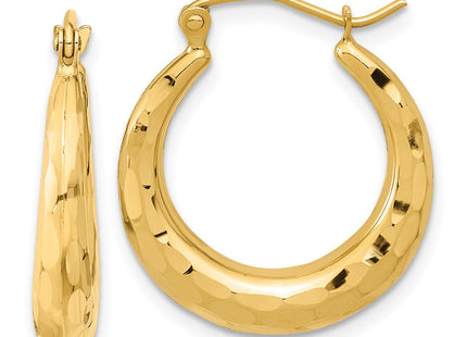 14K Polished Diamond-Cut Hoop Earrings (Style TF1300)