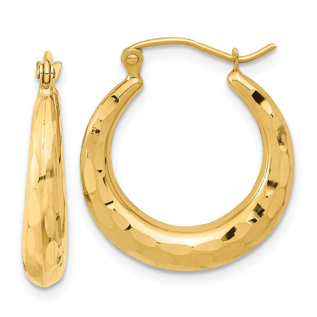 14K Polished Diamond-Cut Hoop Earrings, 22 x 3.5mm