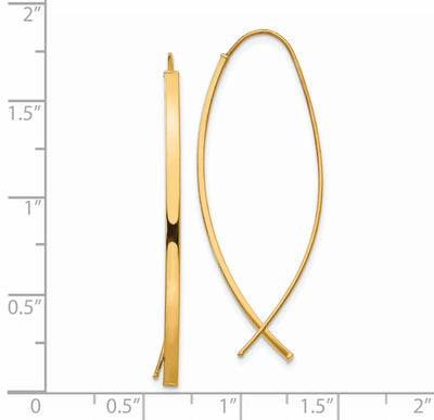 14K Square Tube Wire Threader Earrings, 42.8 x 16.5mm