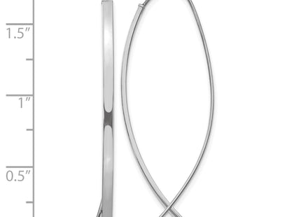 14k Square Tube White Gold Wire Threader Earrings, 42.8 x 16.5mm