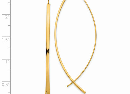 14k Square Tube Wire Threader Earrings, 57.9 x 22.6mm