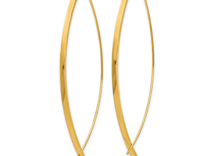 14k Square Tube Wire Threader Earrings, 57.9 x 22.6mm