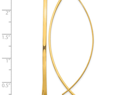 14k Square Tube Wire Threader Earrings, 57.9 x 22.6mm