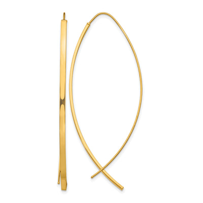 14K Square Tube Wire Threader Earrings, 57.9 x 22.6mm