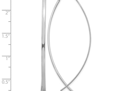 14k Square Tube White Gold Wire Threader Earrings, 57.9 x 22.6mm