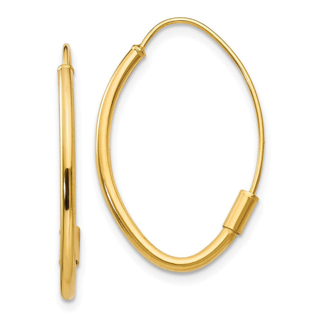 14k Square Tube Wire Threader Earrings, 57.9 x 22.6mm