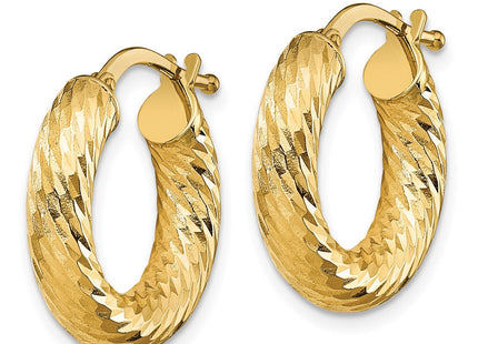 14k Diamond-cut Round Hoop Earrings (Style TF1332)