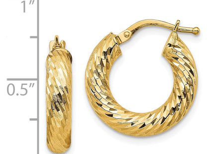 14k Diamond-cut Round Hoop Earrings (Style TF1332)