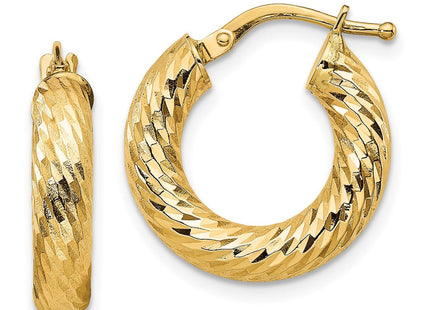 14k Diamond-cut Round Hoop Earrings (Style TF1332)