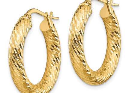 14k Polished Diamond-cut Round Hoop Earrings (Style TF1333)