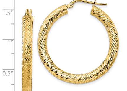 14k Diamond-cut Round Hoop Earrings (Style TF1335)