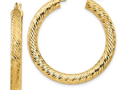 14k Diamond-cut Round Hoop Earrings (Style TF1335)