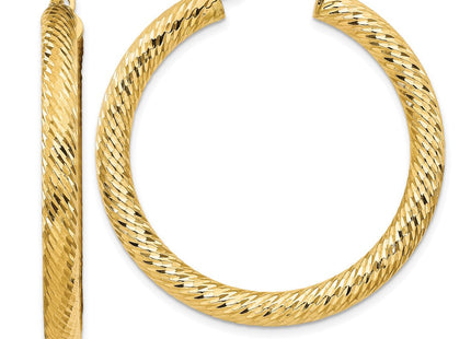14k Diamond-cut Round Hoop Earrings (Style TF1336)