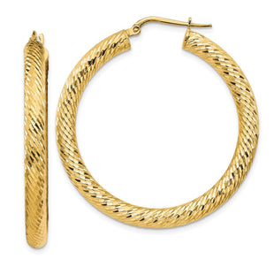 14k Diamond-cut Round Hoop Earrings (Style TF1336)
