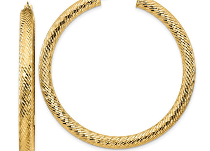14k Diamond-cut Round Hoop Earrings (Style TF1338)