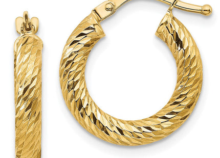 14k Diamond-cut Round Hoop Earrings (Style TF1339)