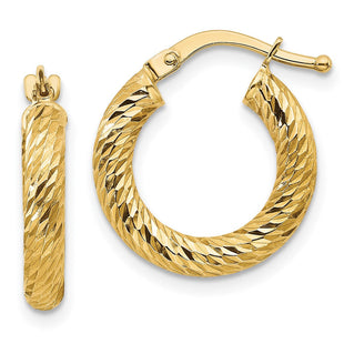 14k Diamond-cut Round Hoop Earrings (Style TF1339)