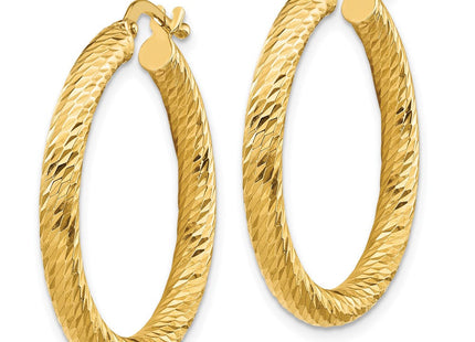 14k Diamond-cut Round Hoop Earrings (Style TF1341)