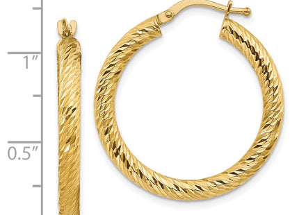 14k Diamond-cut Round Hoop Earrings (Style TF1341)