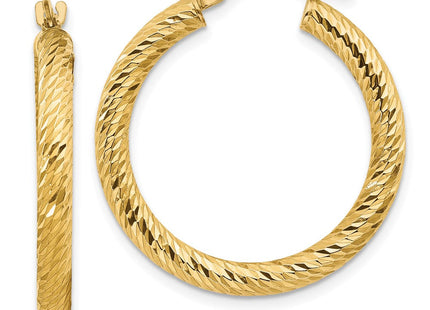 14k Diamond-cut Round Hoop Earrings (Style TF1341)
