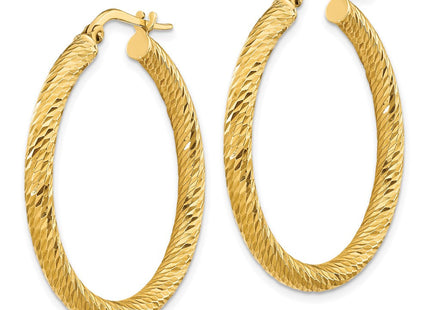 14k Diamond-cut Round Hoop Earrings (Style TF1342)