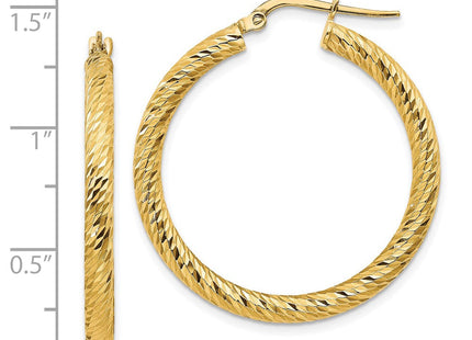 14k Diamond-cut Round Hoop Earrings (Style TF1342)