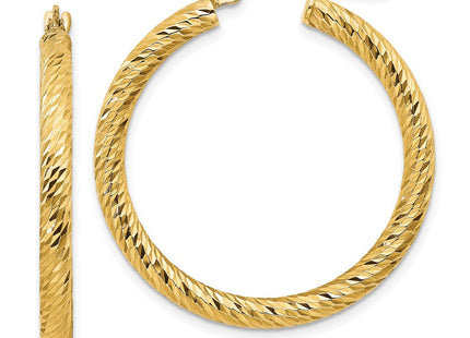 14k Diamond-cut Round Hoop Earrings (Style TF1342)