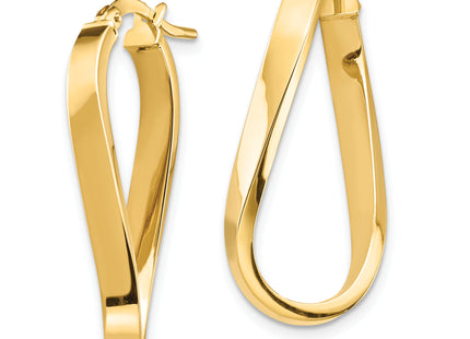 14k Polished Wavy Hoop Earrings, 28.52 x 13.48mm