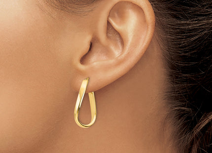 14k Polished Wavy Hoop Earrings, 28.52 x 13.48mm